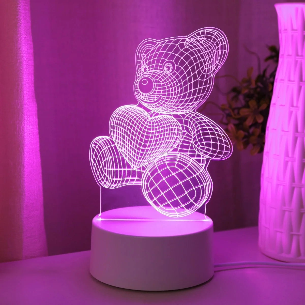Lampka Nocna 3D LED – Miś USB