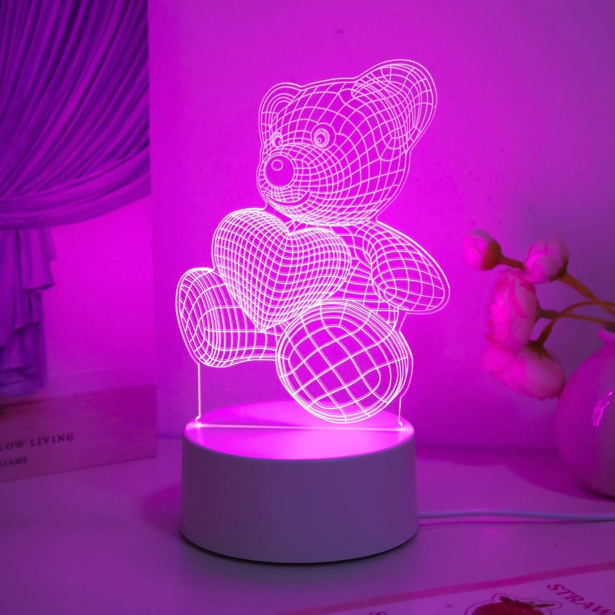 Lampka Nocna 3D LED – Miś USB